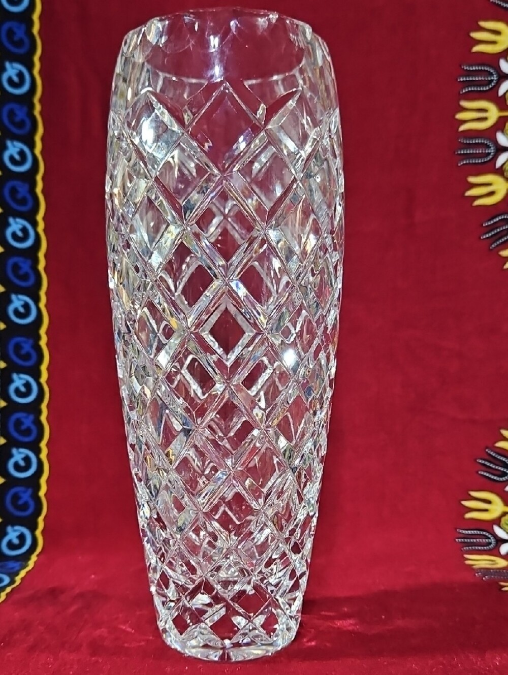 Vintage Kusak Glass Works Hand Cut Crystal Berlin Pattern Bohemian Vase, #1